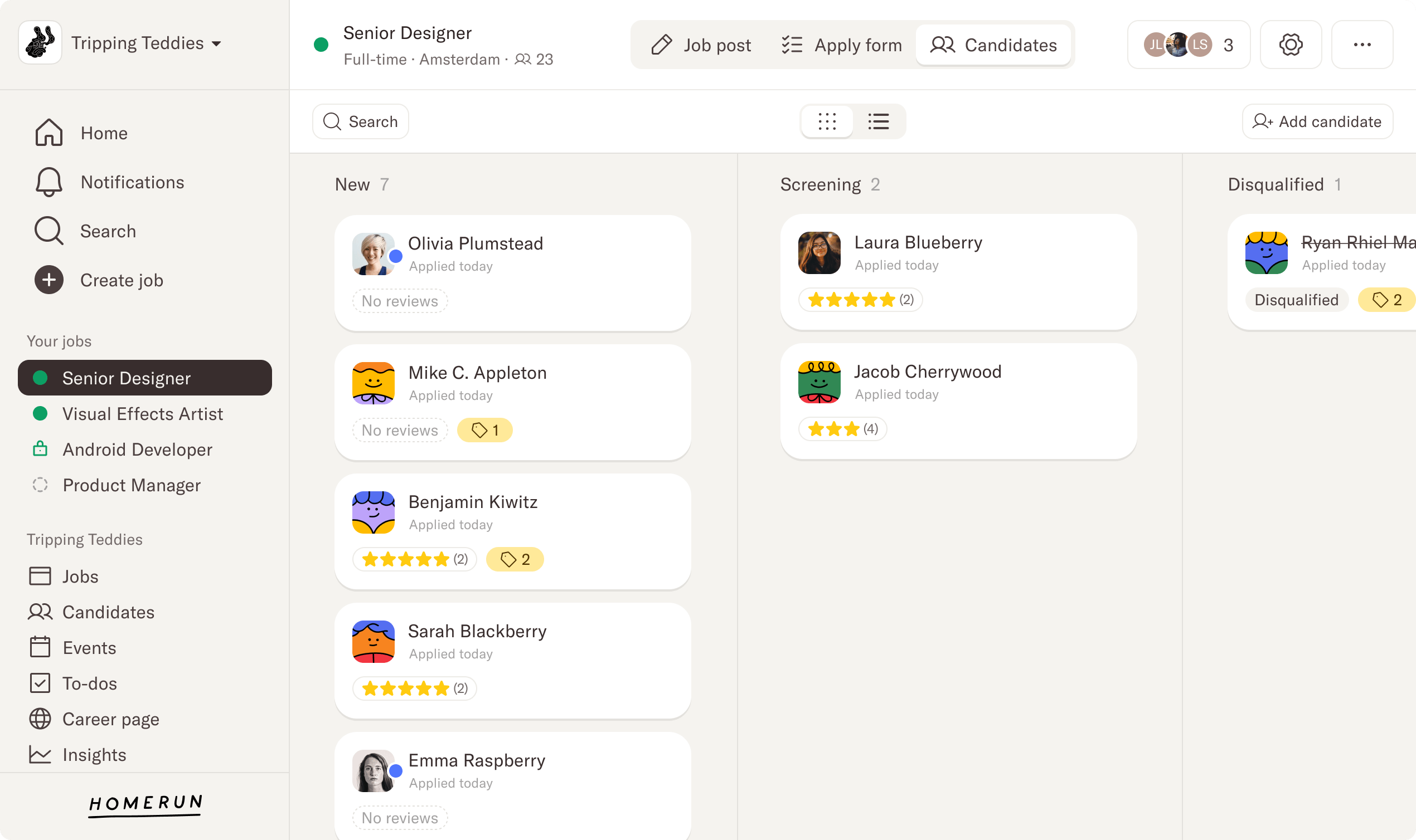 Homerun dashboard