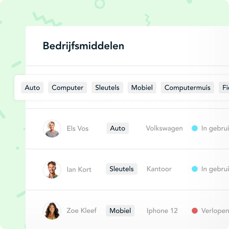 Bedrijfsmiddelen HoorayHR BE